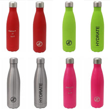 Afbeelding in Gallery-weergave laden, JTL Fitness Stainless Steel Water Bottle 500ml Vacuum Insulated Flask for Hot or Cold Metal Watertight Seal Silver