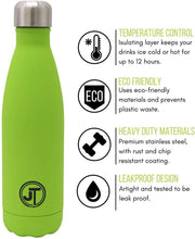 Load image into Gallery viewer, JTL Fitness Stainless Steel Water Bottle 500ml Vacuum Insulated Flask for Hot or Cold Metal Watertight Seal  Silver

